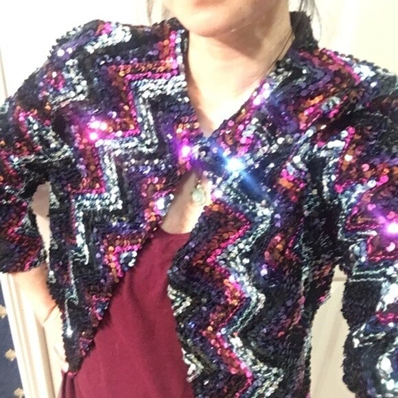 Vintage Therese Ahrens Sequin jacket Sz medium - Picture 3 of 9